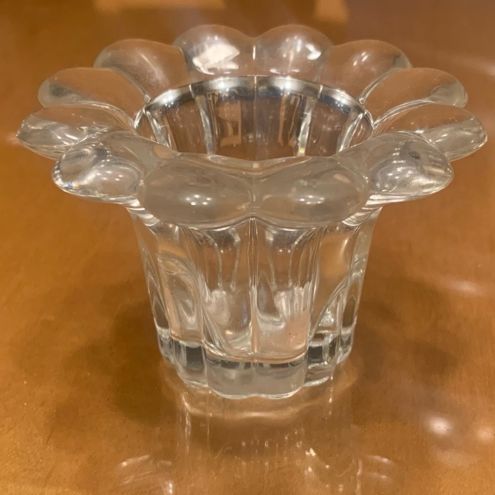 Indonesian Glass Floral Taper Candle Holder
